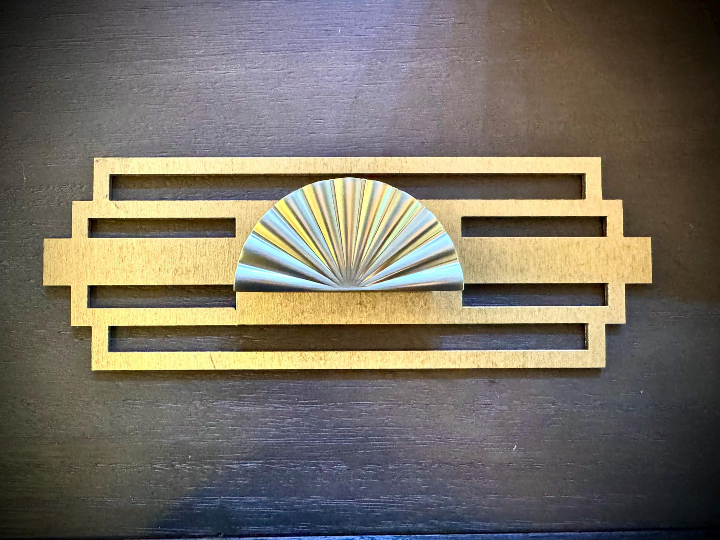 Boho Modern Art Deco Art Deco wood drawer knob or pull accent available in 15 finishes.  2 pieces. Set A-Rectangle.