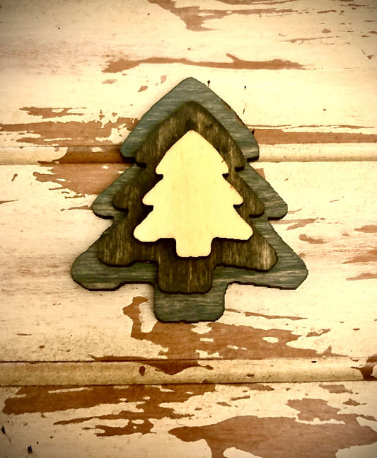 Stacked Christmas Trees Wood Refrigerator Magnet | Multi-Color | Holiday Decor Gift