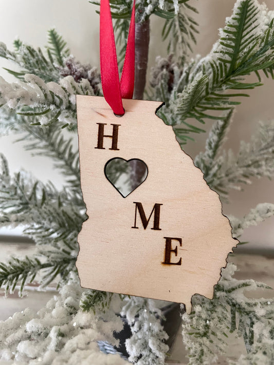 Georgia HOME Wood Ornament & Gift Tag | 12 Finishes | State Pride Gift