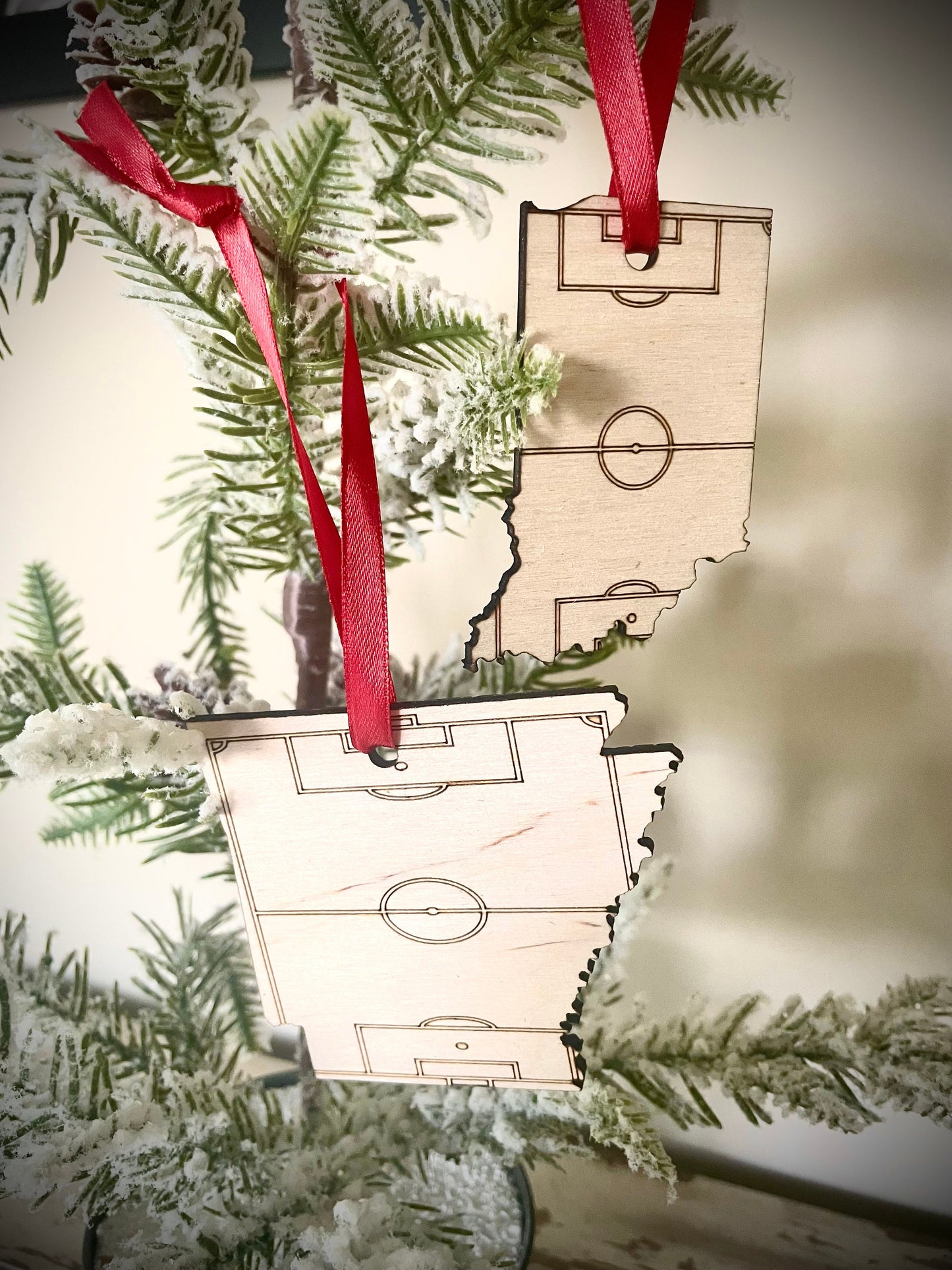 Soccer State Shape Wood Ornament & Gift Tag | Soccer Field Overlay | Soccer Gift | Coach Gift