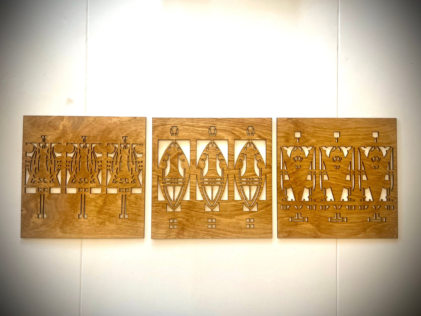Art Deco Geometry Wood Wall Art | 3-Panel Set | Multiple Sizes & Finishes | Style L