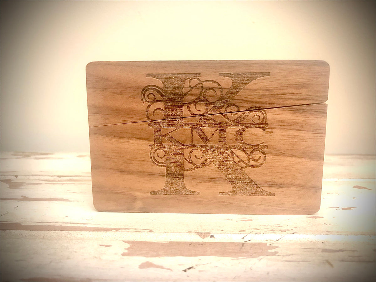 Custom Monogram or Logo Wood Business Card Case | Horizontal Orientation