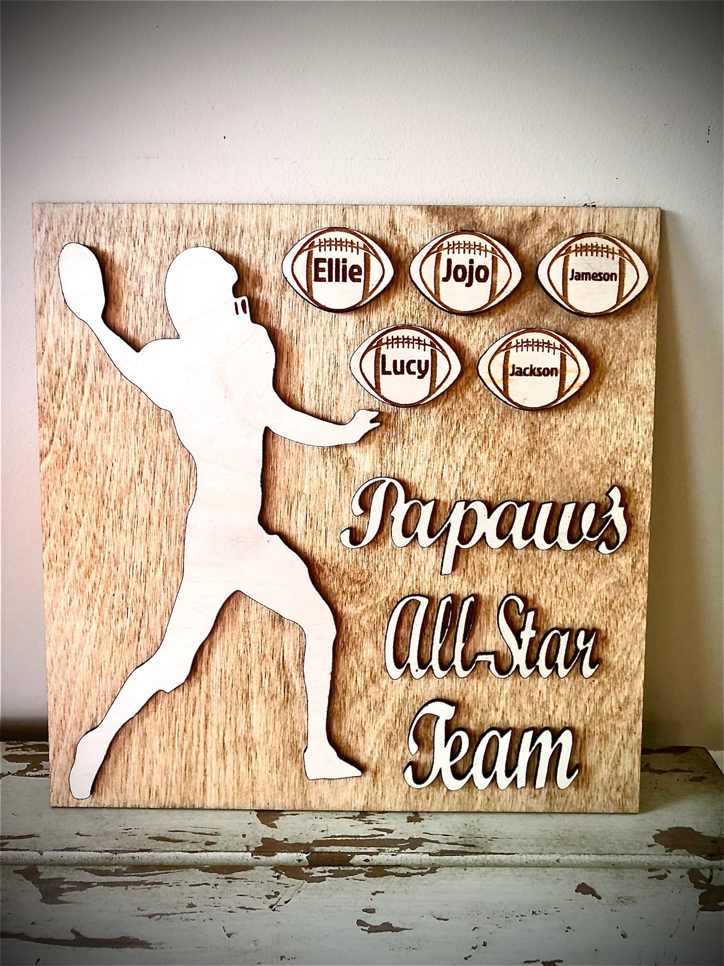 Custom Football Wood Plaque | Father's Day, Birthday & Christmas Gift