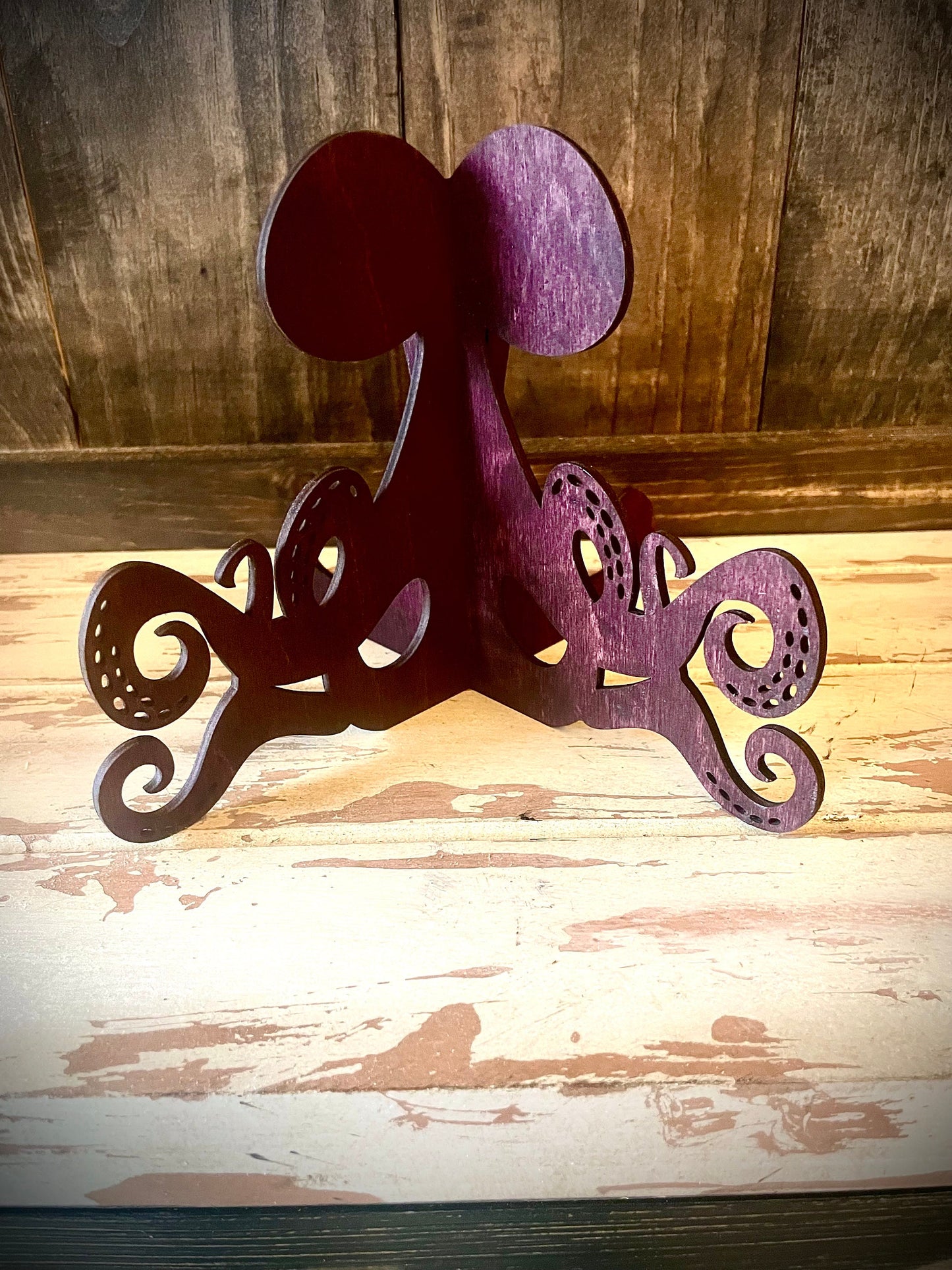 Octopus Wood Display Easel | Art, Photo & Plate Stand | 12 Finishes