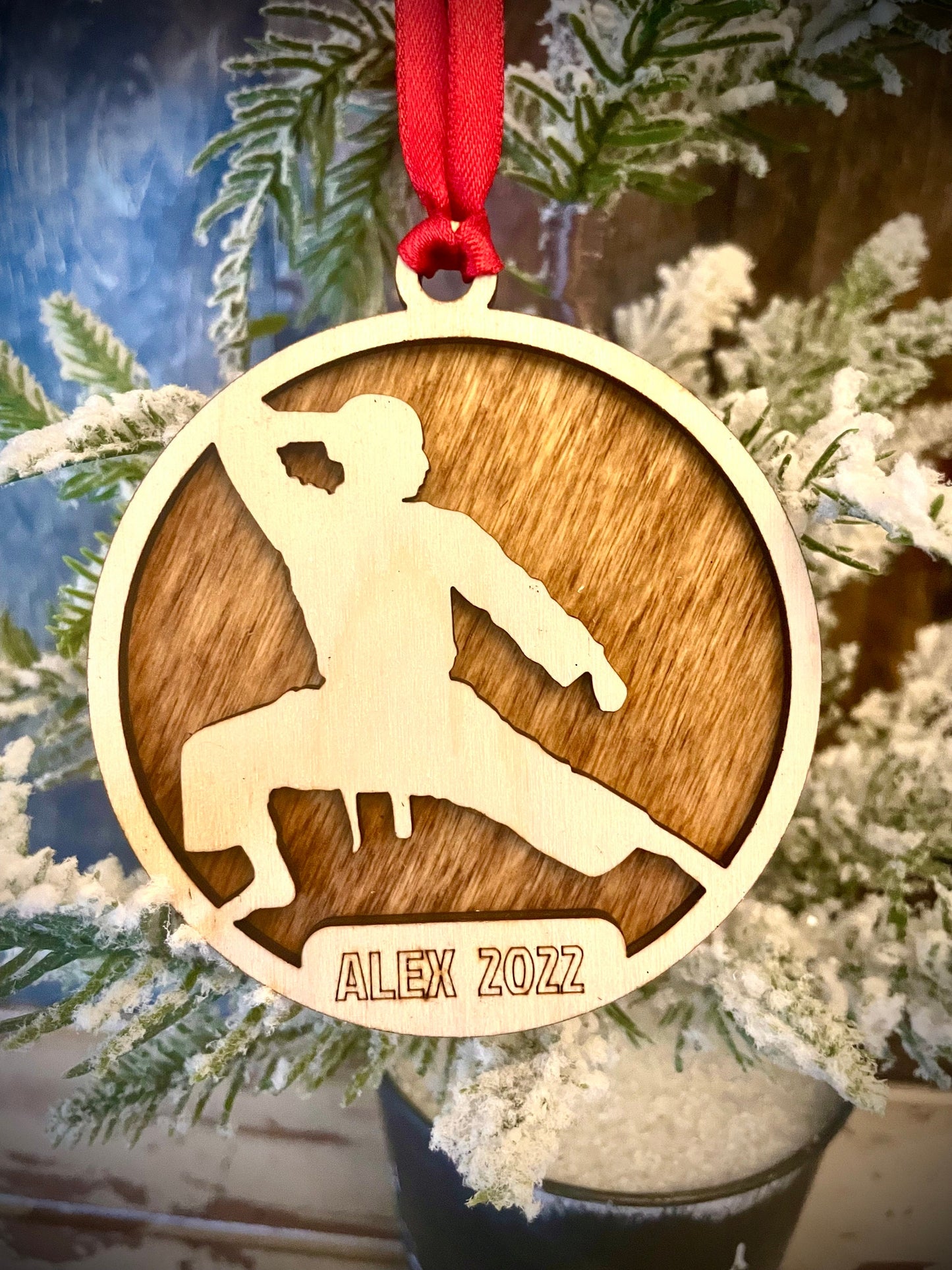 Martial Arts Karate Personalized 2-Layer Wood Christmas Ornament & Gift Tag | Multiple Finishes | Martial Arts Gift (#9)
