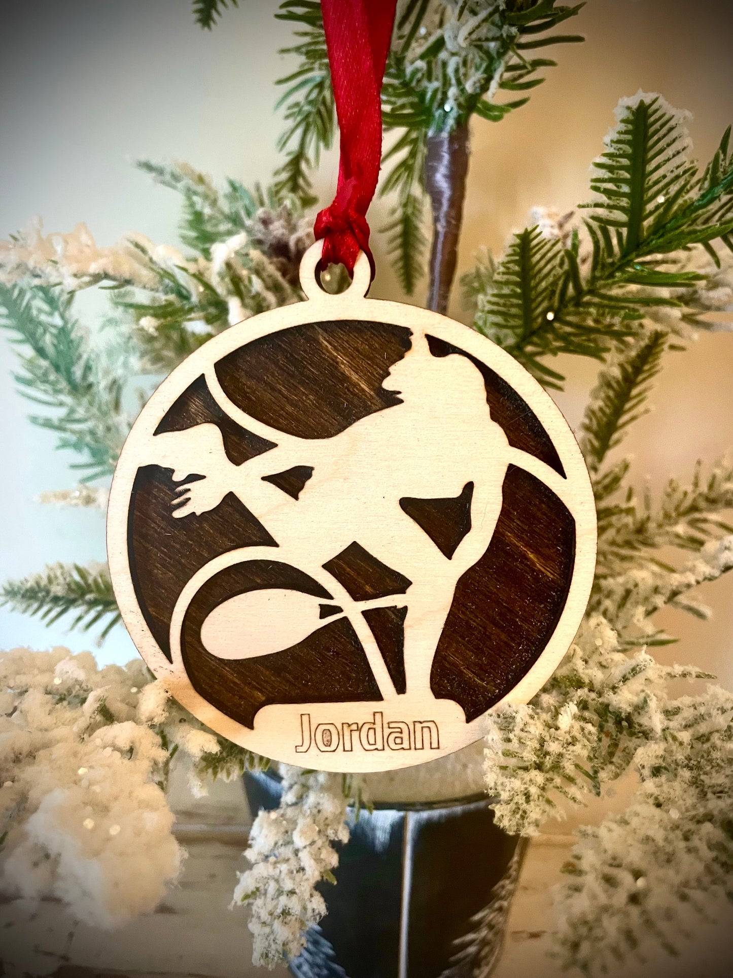 Female Tennis Player Personalized 2-Layer Wood Christmas Ornament & Gift Tag | Multiple Finishes | Tennis Gift (#8)