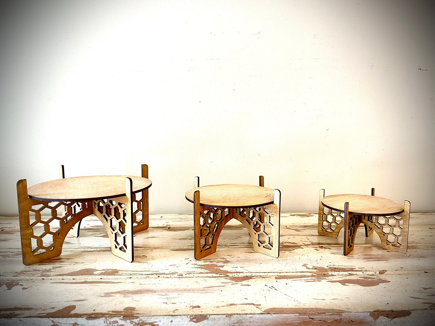 Wood Rattan Boho Indoor Plant Stand | 3 Sizes | 12 Finishes