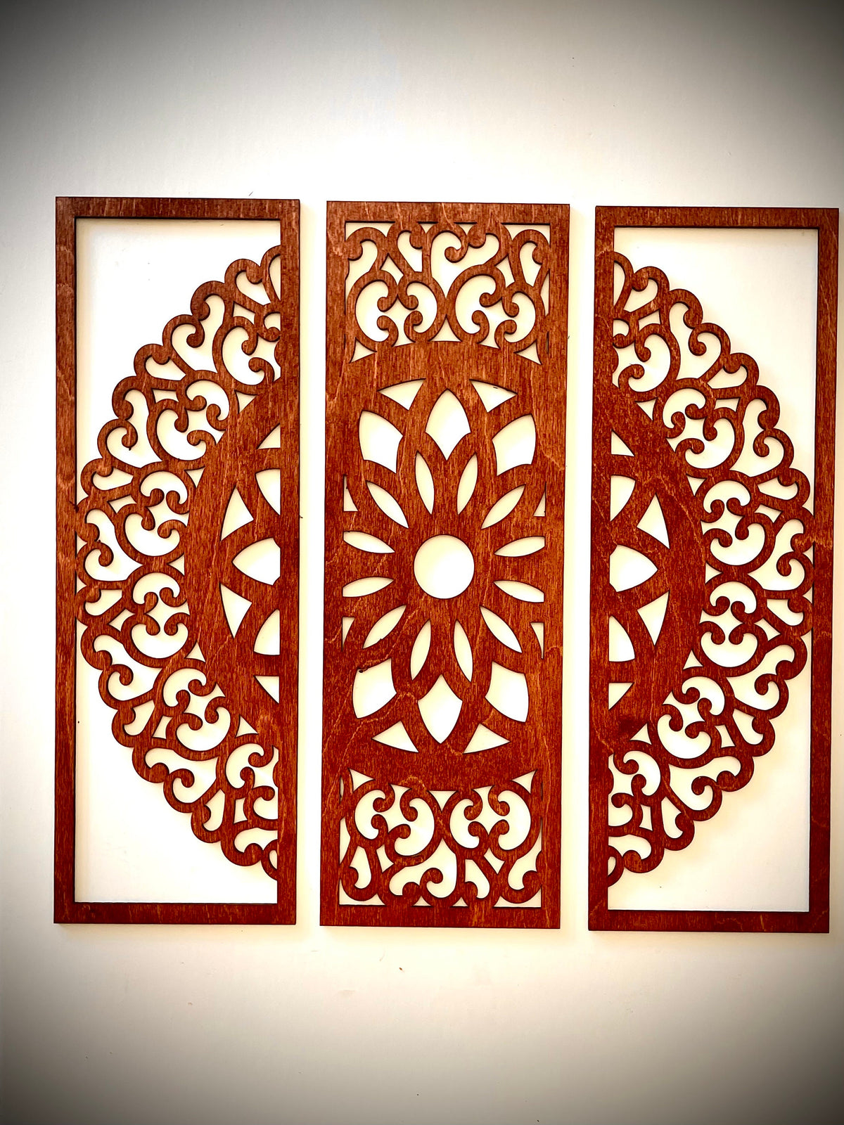 Flower Mandala Wood Wall Art | 3-Panel Set | Multiple Finishes | Style 2021-004