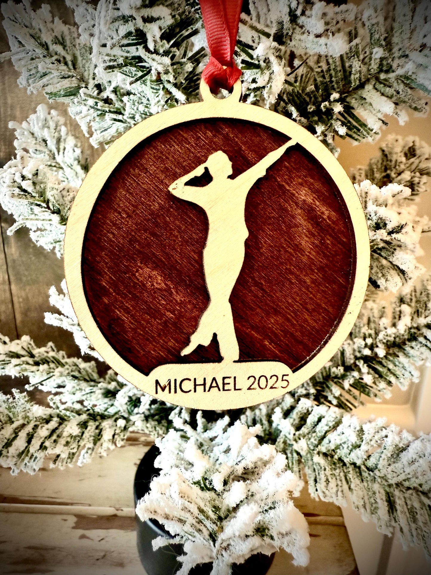 Male Irish Dancer Personalized 2-Layer Wood Christmas Ornament & Gift Tag | Multiple Finishes | Dance Gift