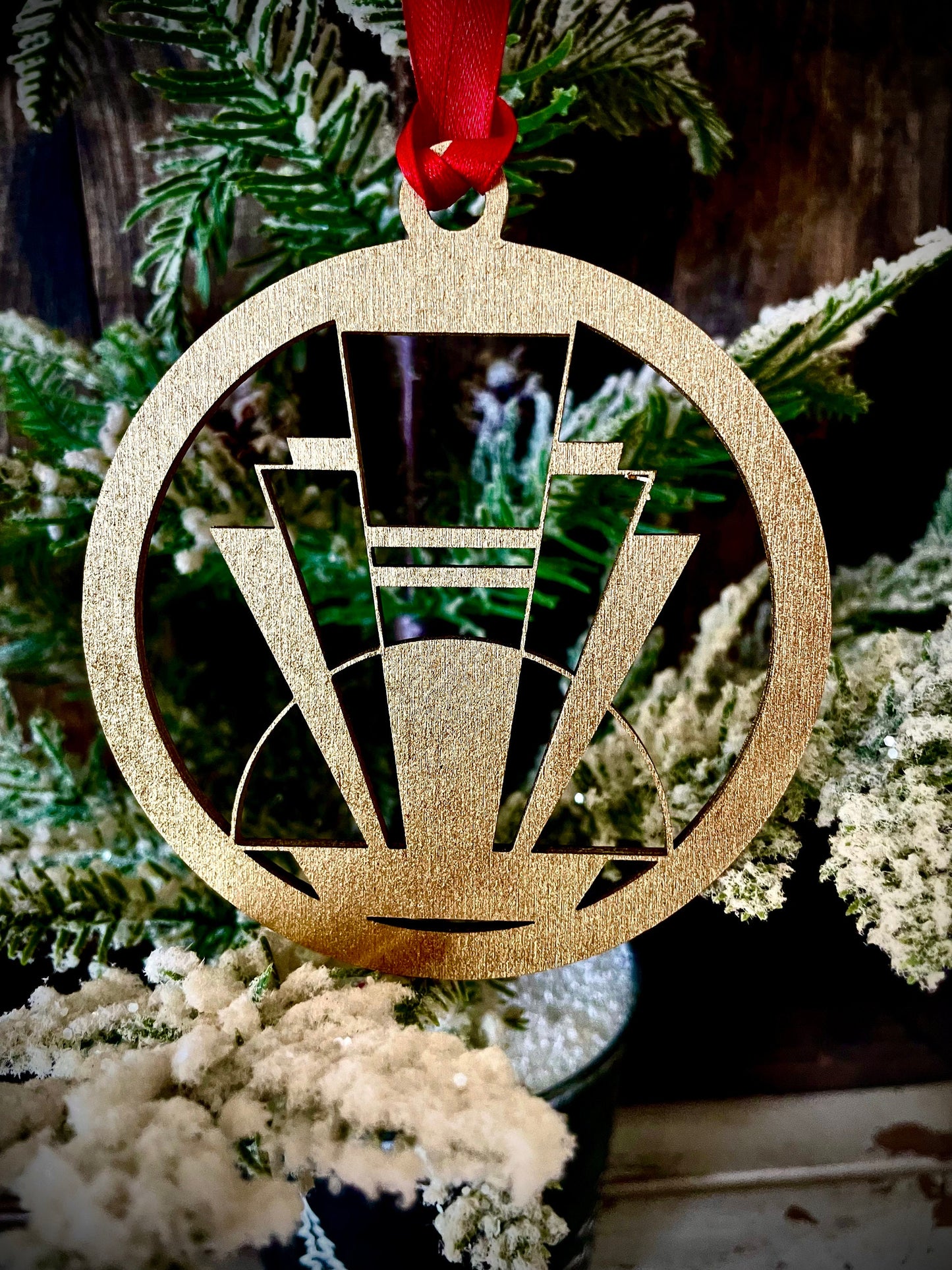 Art Deco Marquee Wood Christmas Ornament | Multiple Finishes & Styles | Boho Holiday Gift