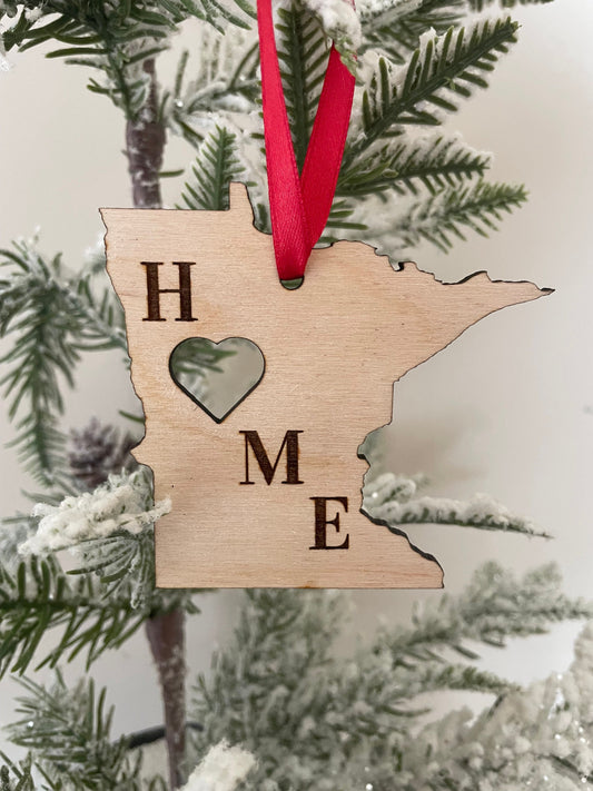 Minnesota HOME Wood Ornament & Gift Tag | 12 Finishes | State Pride Gift