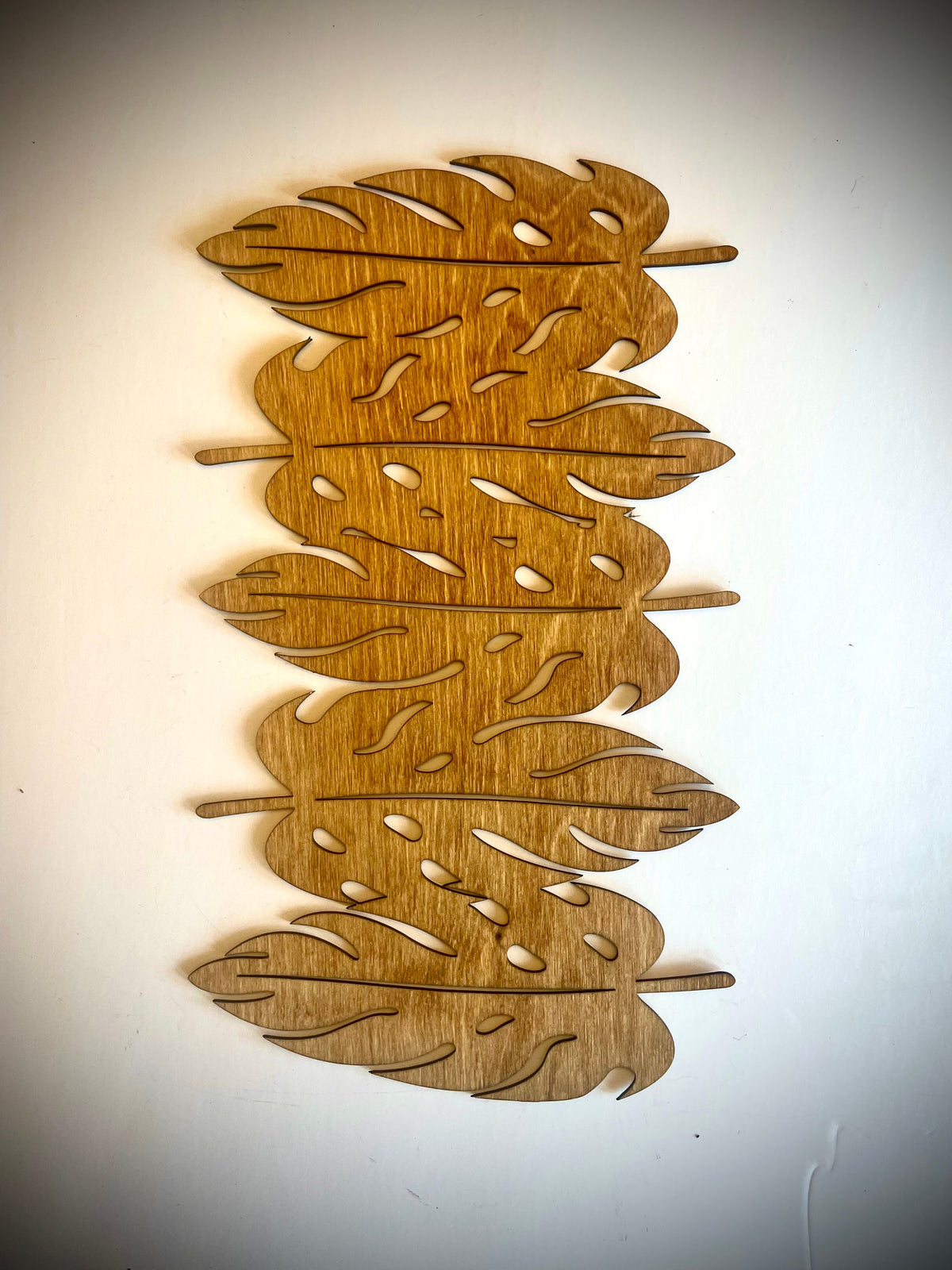 Boho Frameless Leaf Wood Wall Art | 3-Panel Set | Multiple Finishes