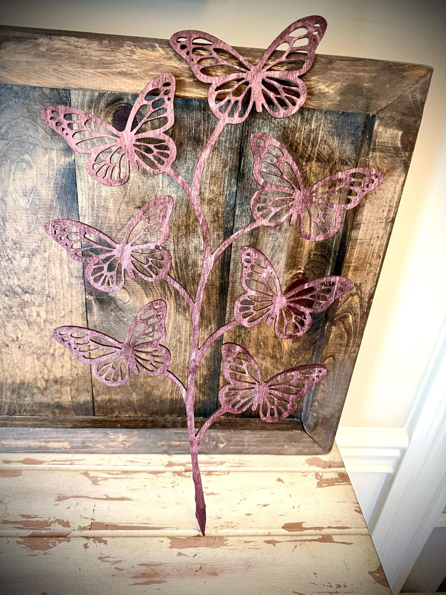 GIANT 18" x 10.5" Butterfly Boho Indoor Plant Trellis | Multiple Finishes