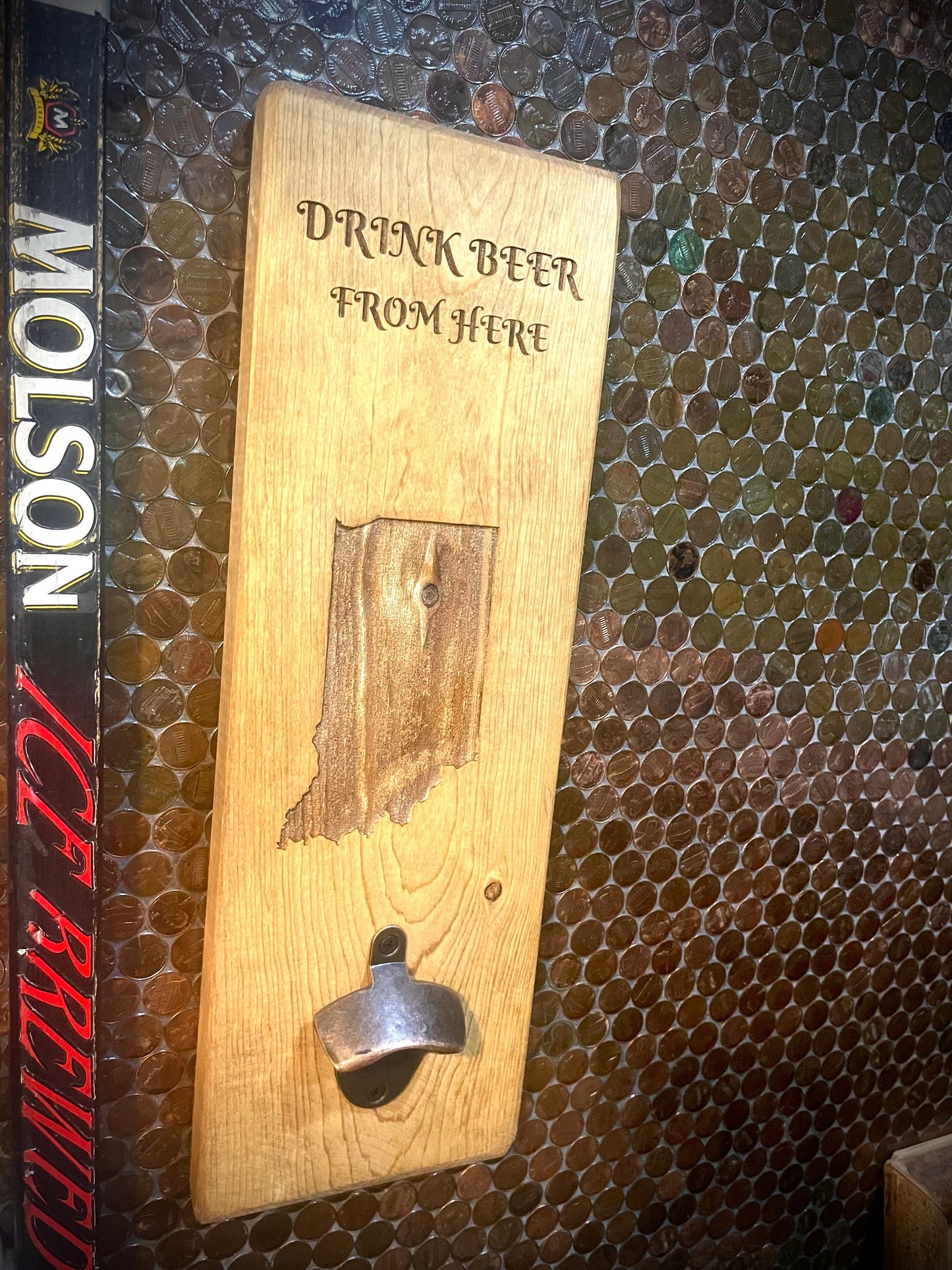 All 50 States Engraved Wall Bottle Opener | "Drink Beer From Here" | 12 Finishes | Father's Day Gift