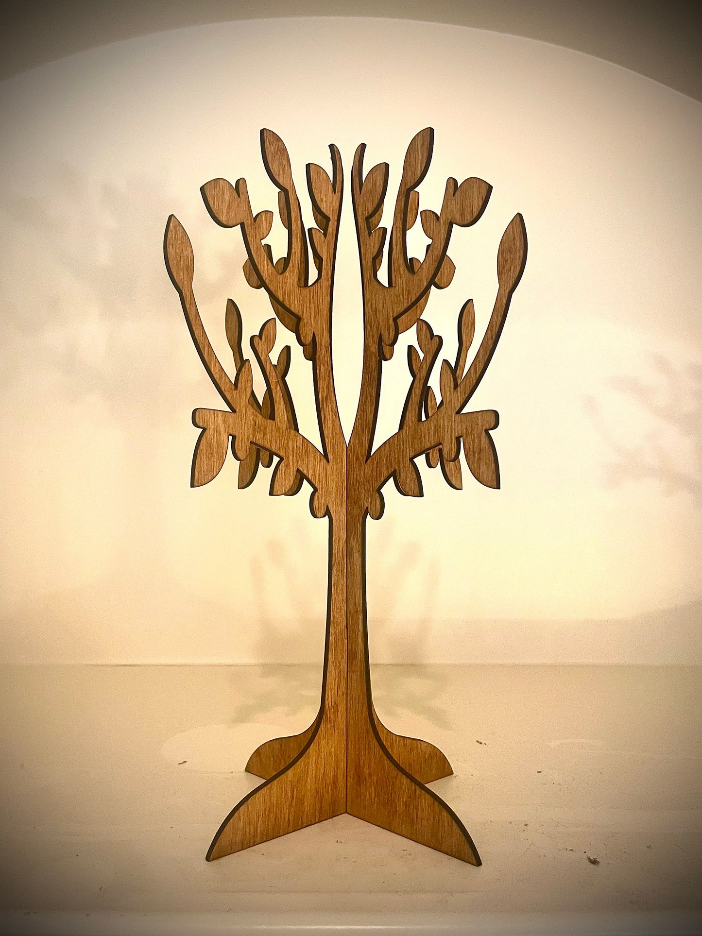 3D Wooden Tree Tabletop Decor, Leafy Design, Multiple Sizes
