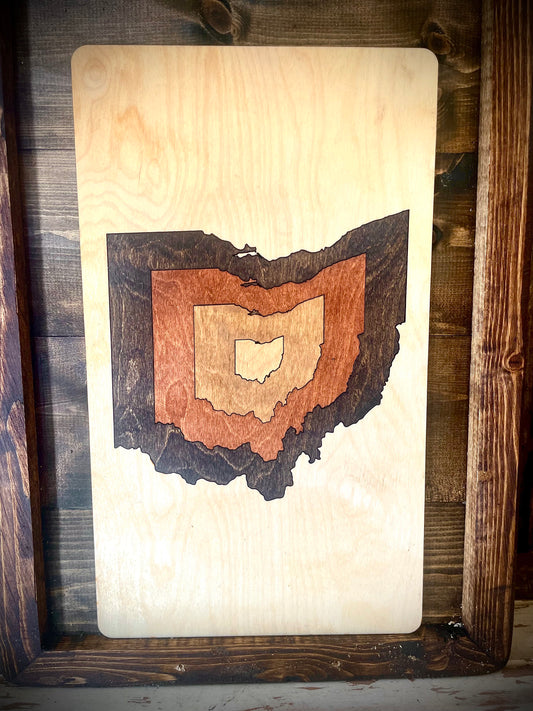 Ohio Inlay Art Wood Panel | Table or Wall Art | Multi-Color