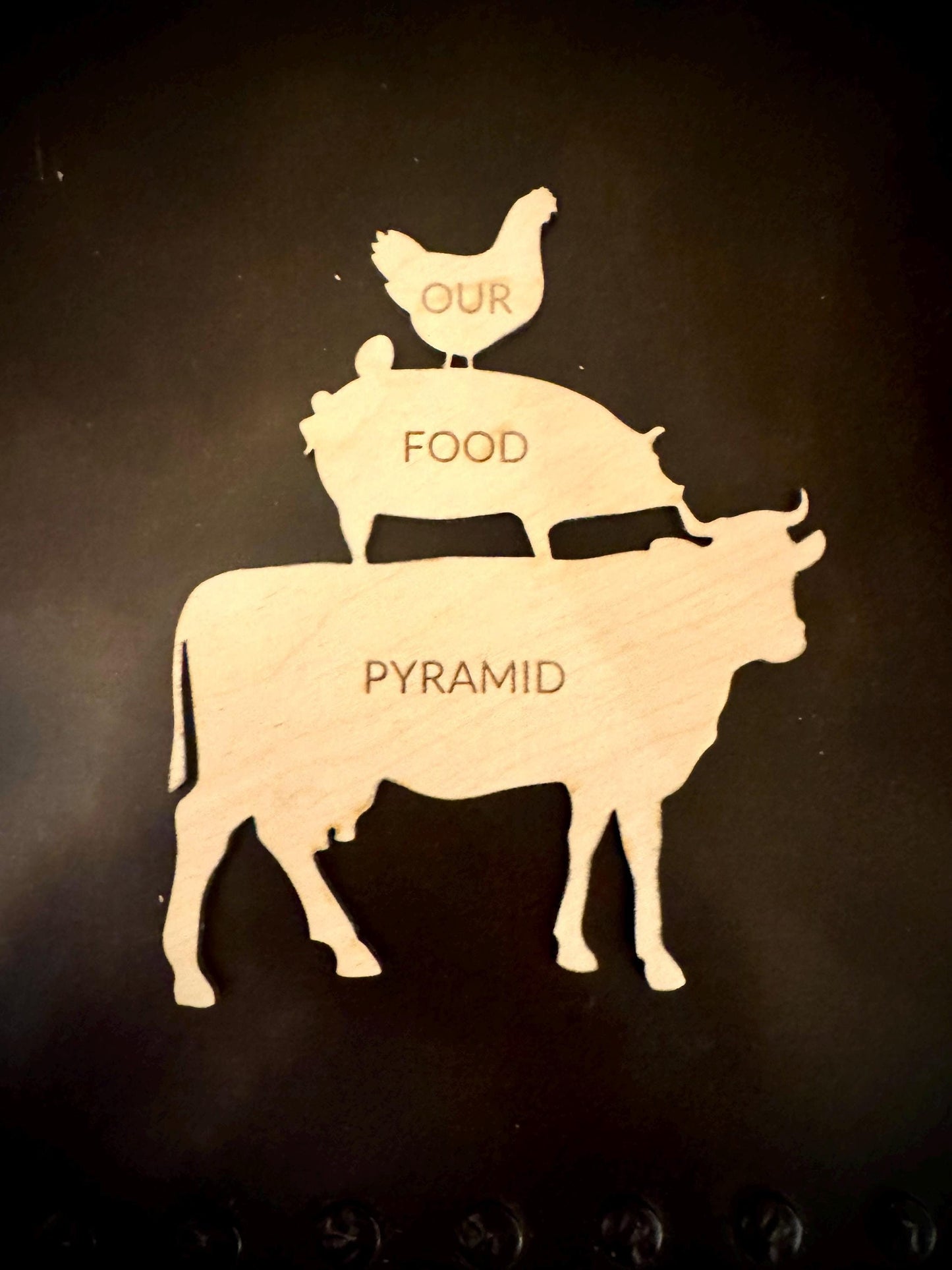 Carnivore Zero Carb Diet Food Pyramid Wood Magnet | Eggs, Poultry, Pork & Beef | BBQ Gift