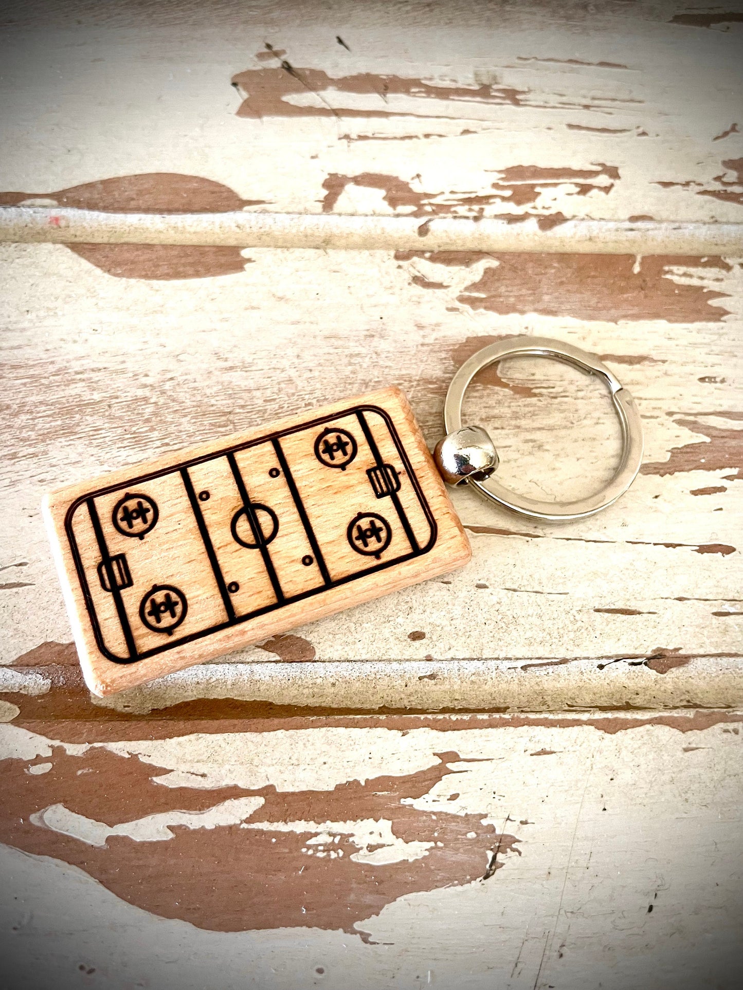 Hockey Rink Wood Keychain | Senior Night, Team & Coach Gift | Laser Engraved