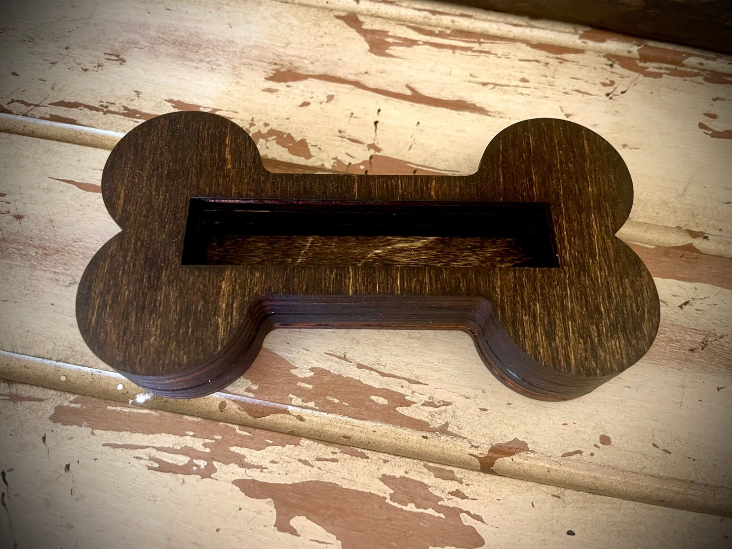 Dog Bone Wood Business Card Holder | 12 Finishes