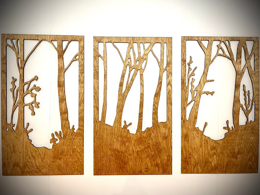Tree Landscape Wood Wall Art | 3-Panel Set | Multiple Sizes & Finishes
