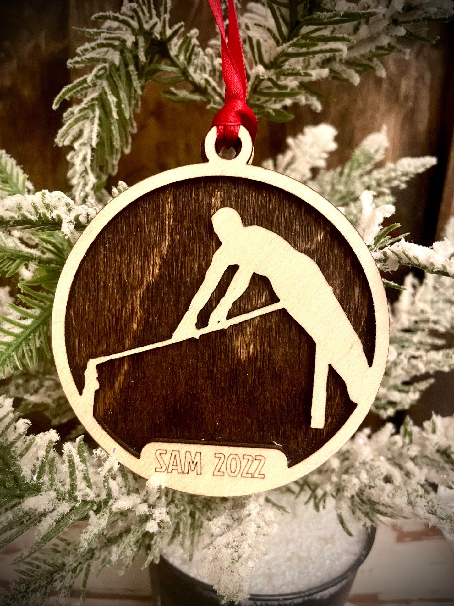 Male Gymnast Personalized 2-Layer Wood Christmas Ornament & Gift Tag | Multiple Finishes | Gymnastics Gift (#20)