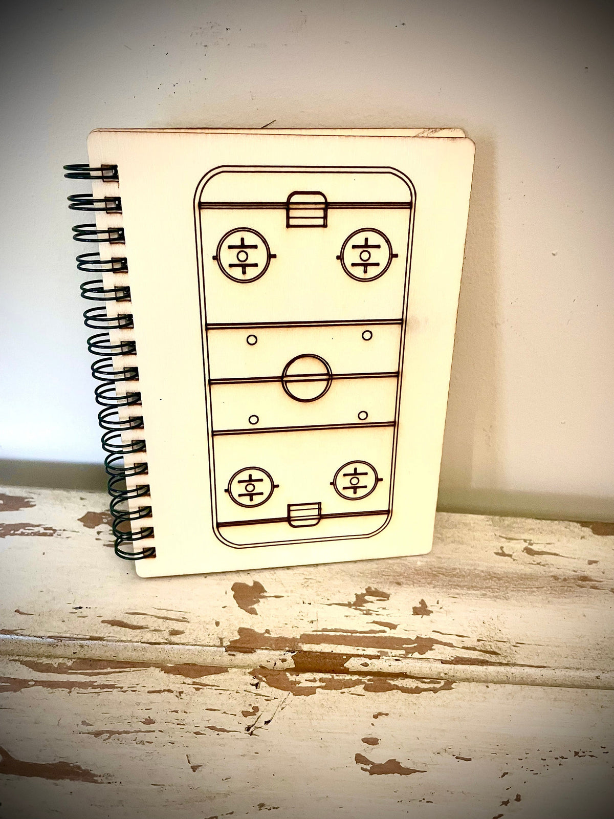Hockey Rink Wood Cover Spiral Notebook | Team Gift | Coach Gift
