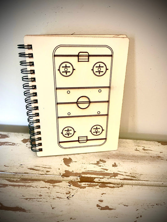 Hockey Rink Wood Cover Spiral Notebook | Team Gift | Coach Gift