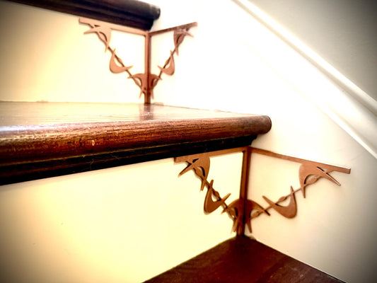 Mid Century Modern Atomic Wood Staircase Accents | Set of 4 | Multiple Finishes | Style B