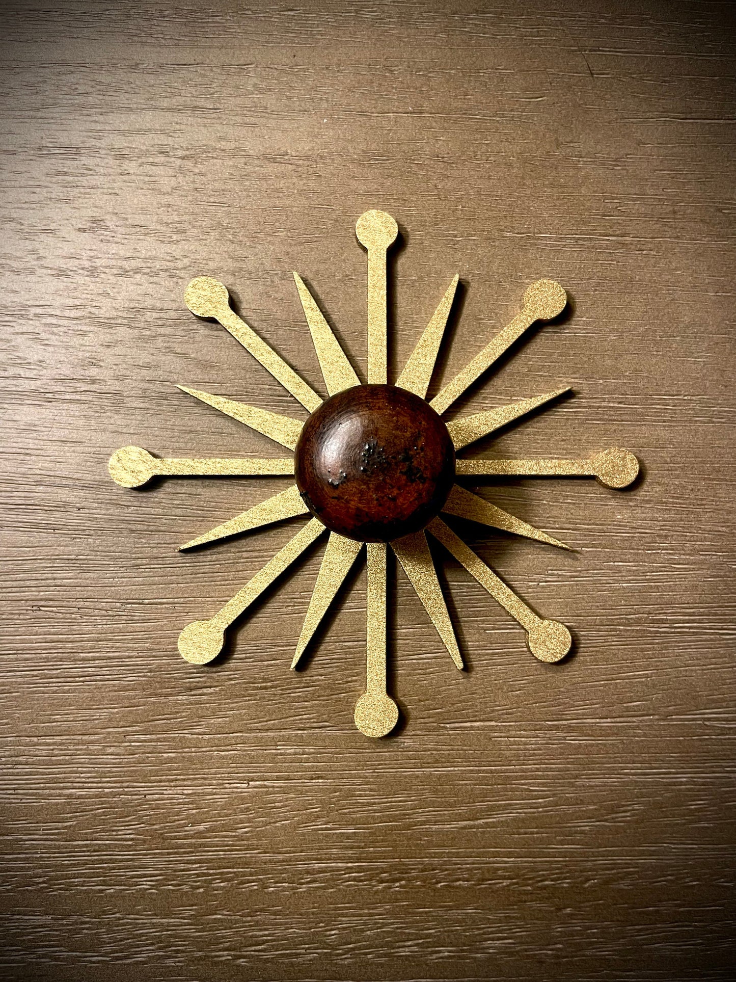 Mid Century Modern Atomic Starburst Wood Drawer Knob & Pull | Set of 2 | 15 Finishes | Set Z
