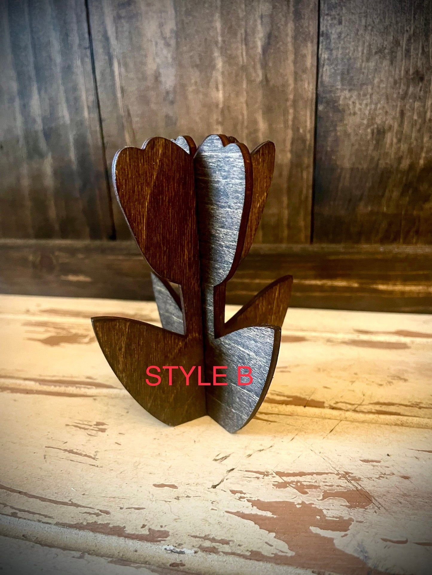 3D Tulips Wood Tabletop Decor | 3 Styles, 12 Finishes