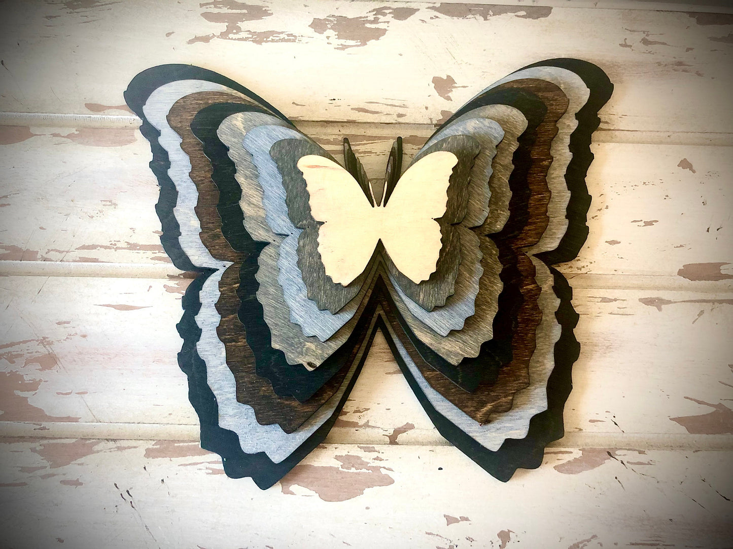Stacked Butterfly 3D Wood Table & Wall Art | Multi-Color Home Decor
