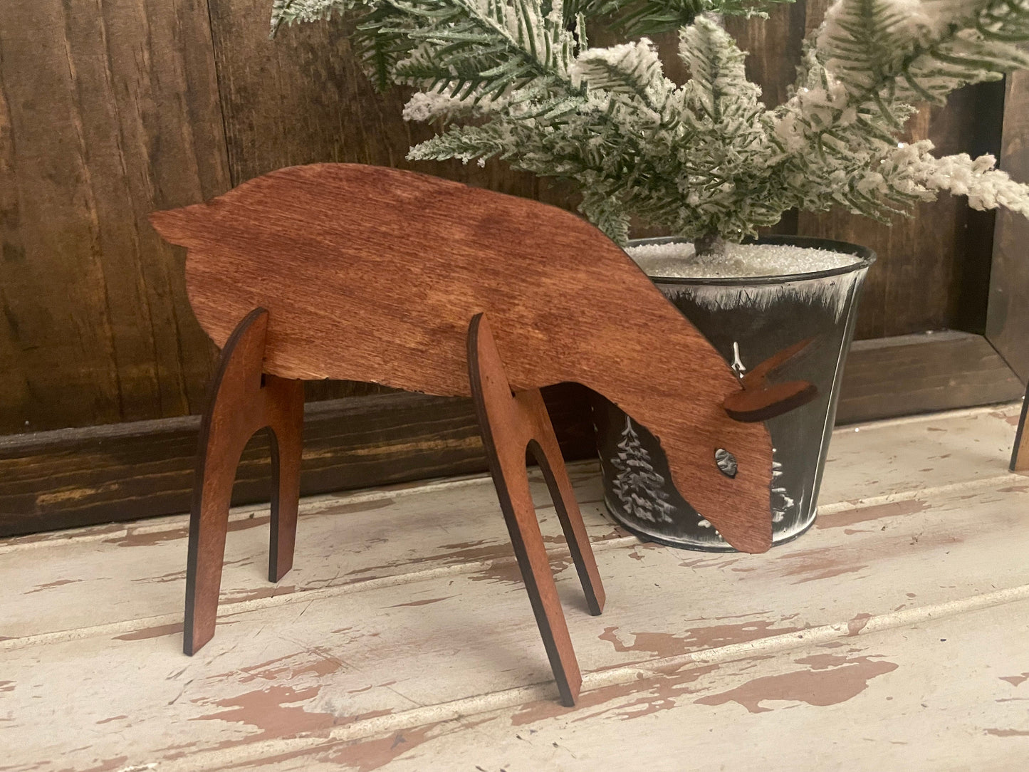 3D Reindeer Christmas Wood Tabletop Decor | 4 Styles, 12 Finishes