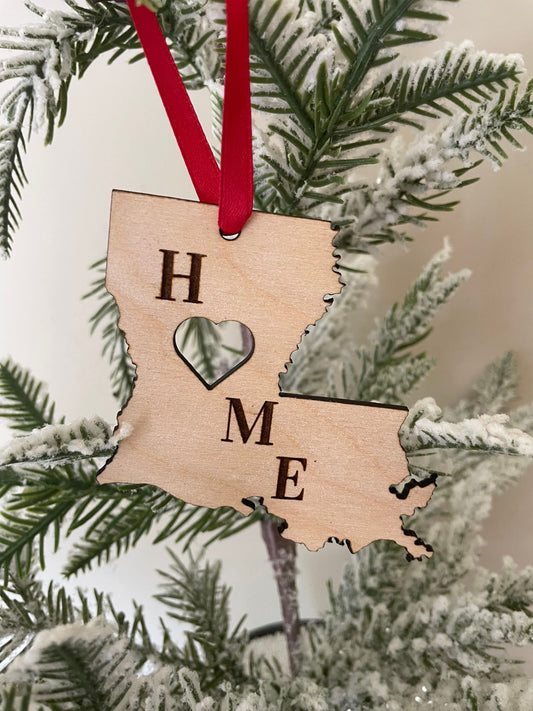 Louisiana HOME 2-Layer Wood Ornament & Gift Tag | 12 Finishes | State Pride Gift