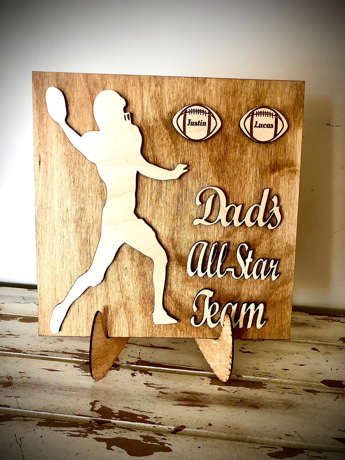 Custom Football Wood Plaque | Father's Day, Birthday & Christmas Gift