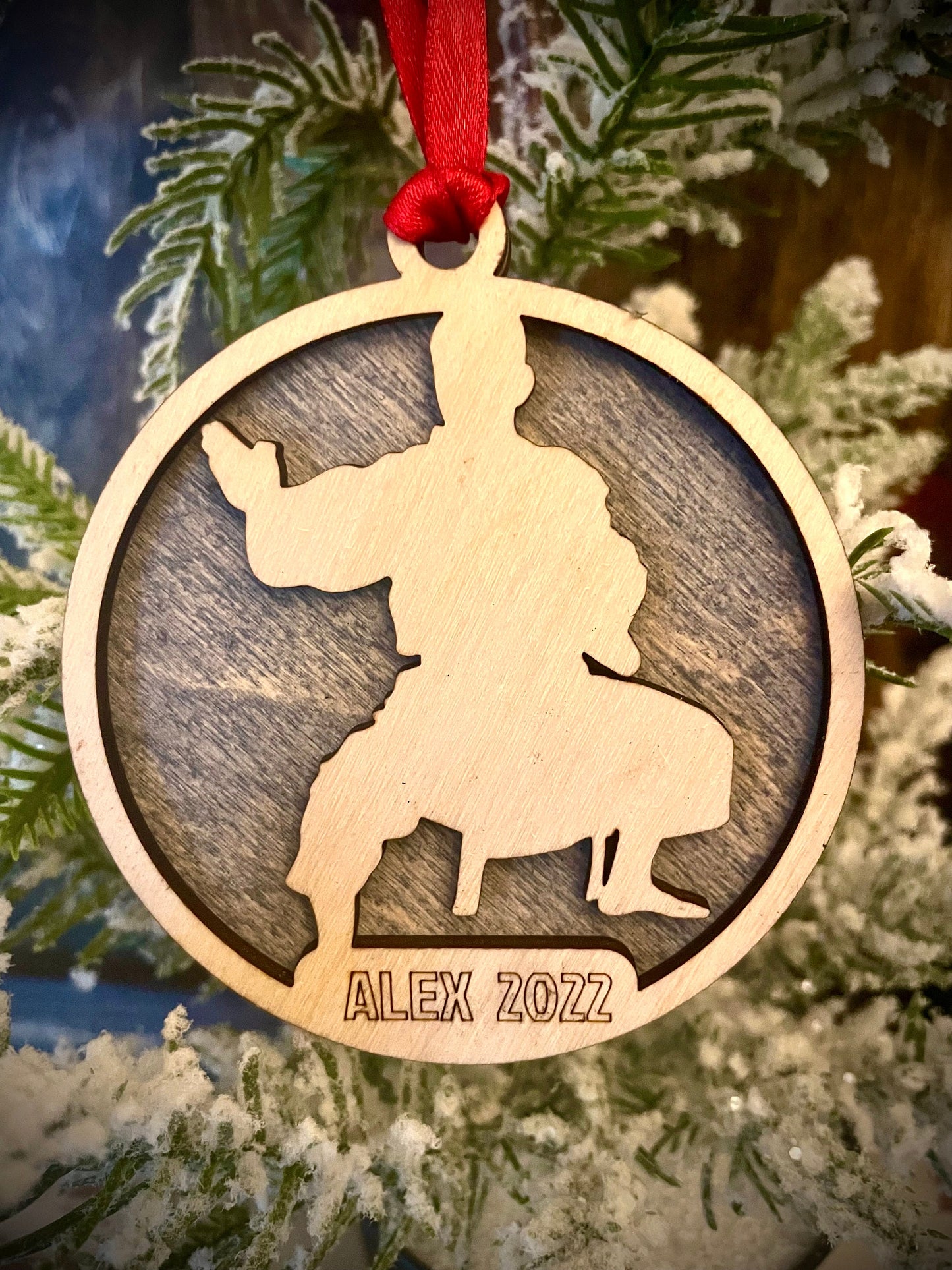 Martial Arts Karate Personalized 2-Layer Wood Christmas Ornament & Gift Tag | Multiple Finishes | Martial Arts Gift (#6)