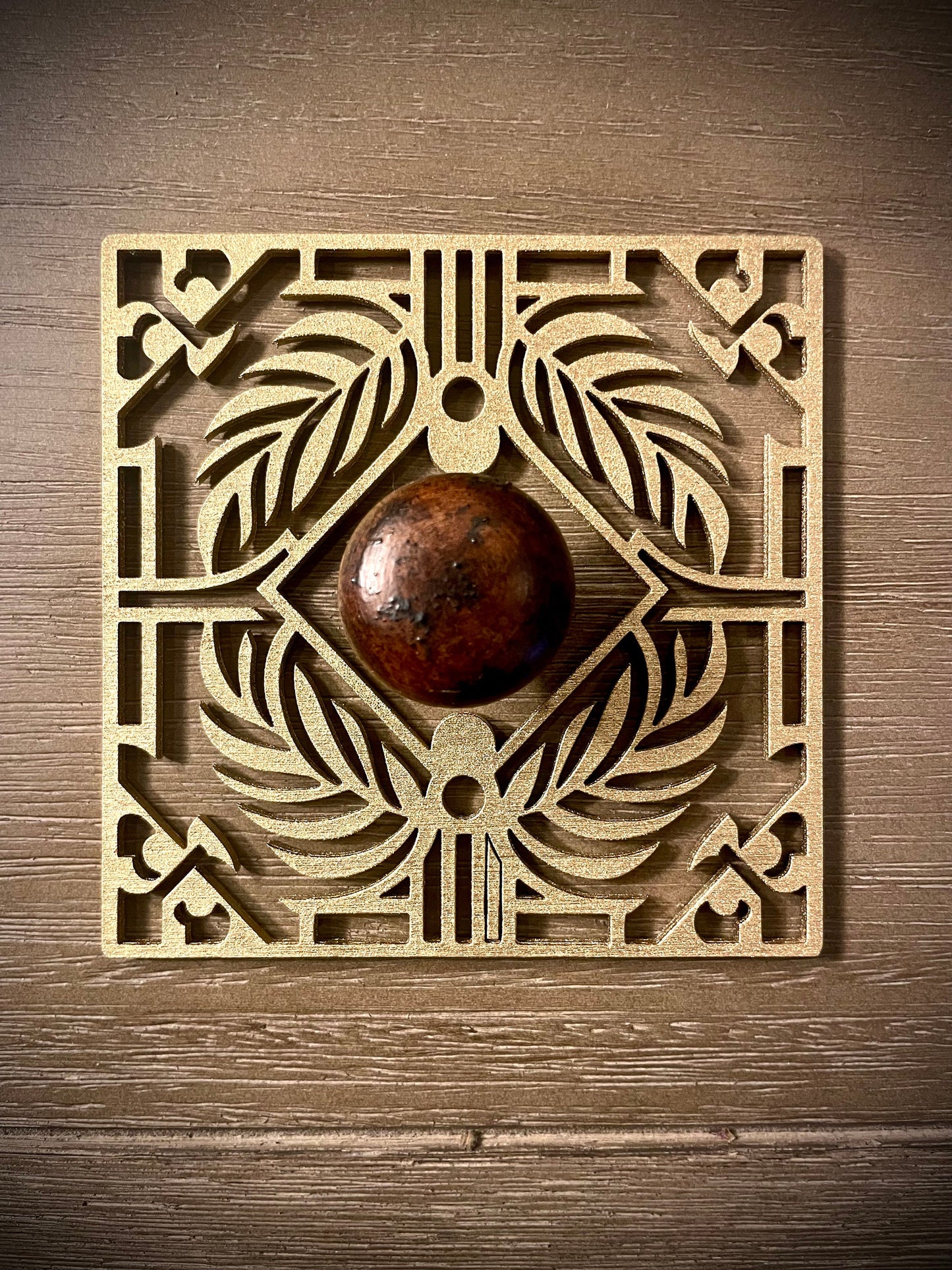 Boho Art Deco Monstera Leaf Wood Drawer Knob & Pull Accent | Set of 2 | 15 Finishes | Set AG