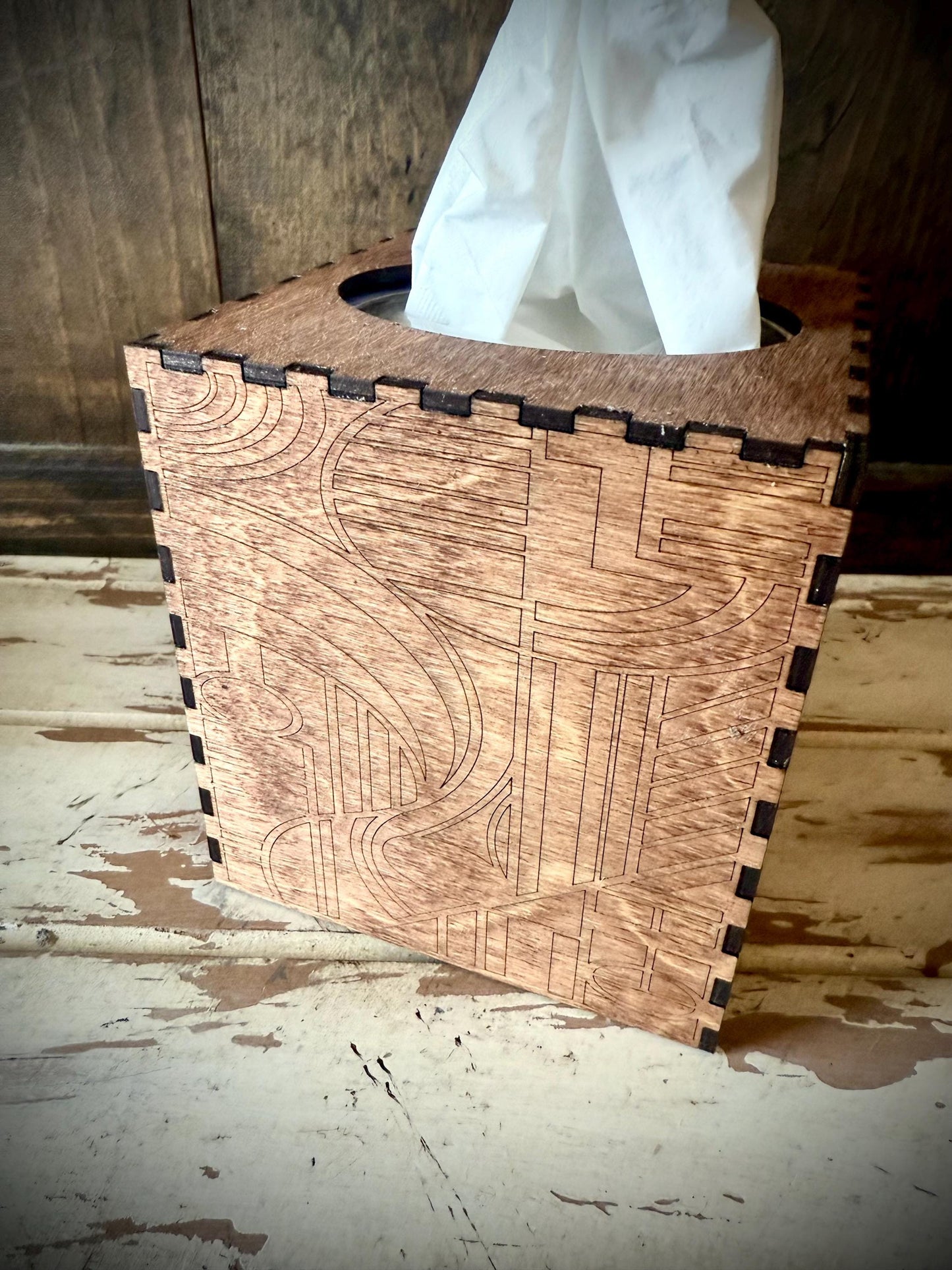 Art Deco tissue box cover available in square, oblong, or Costco oblong configurations available in 12 finishes set A