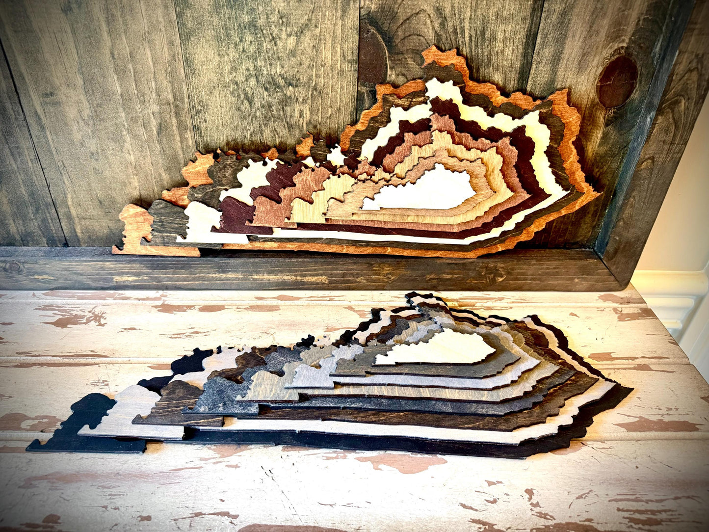 Kentucky Stacked State 3D Wood Table & Wall Art | Multi-Color