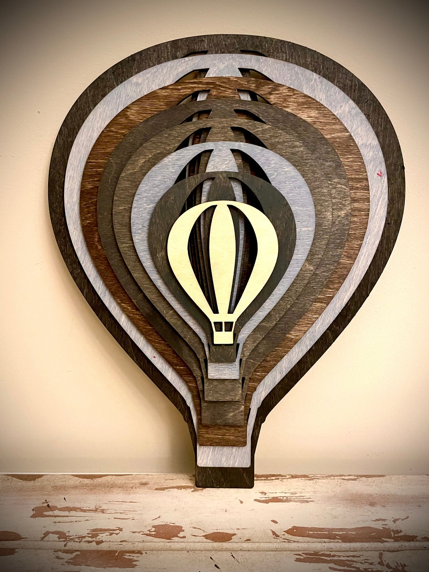 Stacked Hot Air Balloon 3D Wood Table & Wall Art | Multi-Color