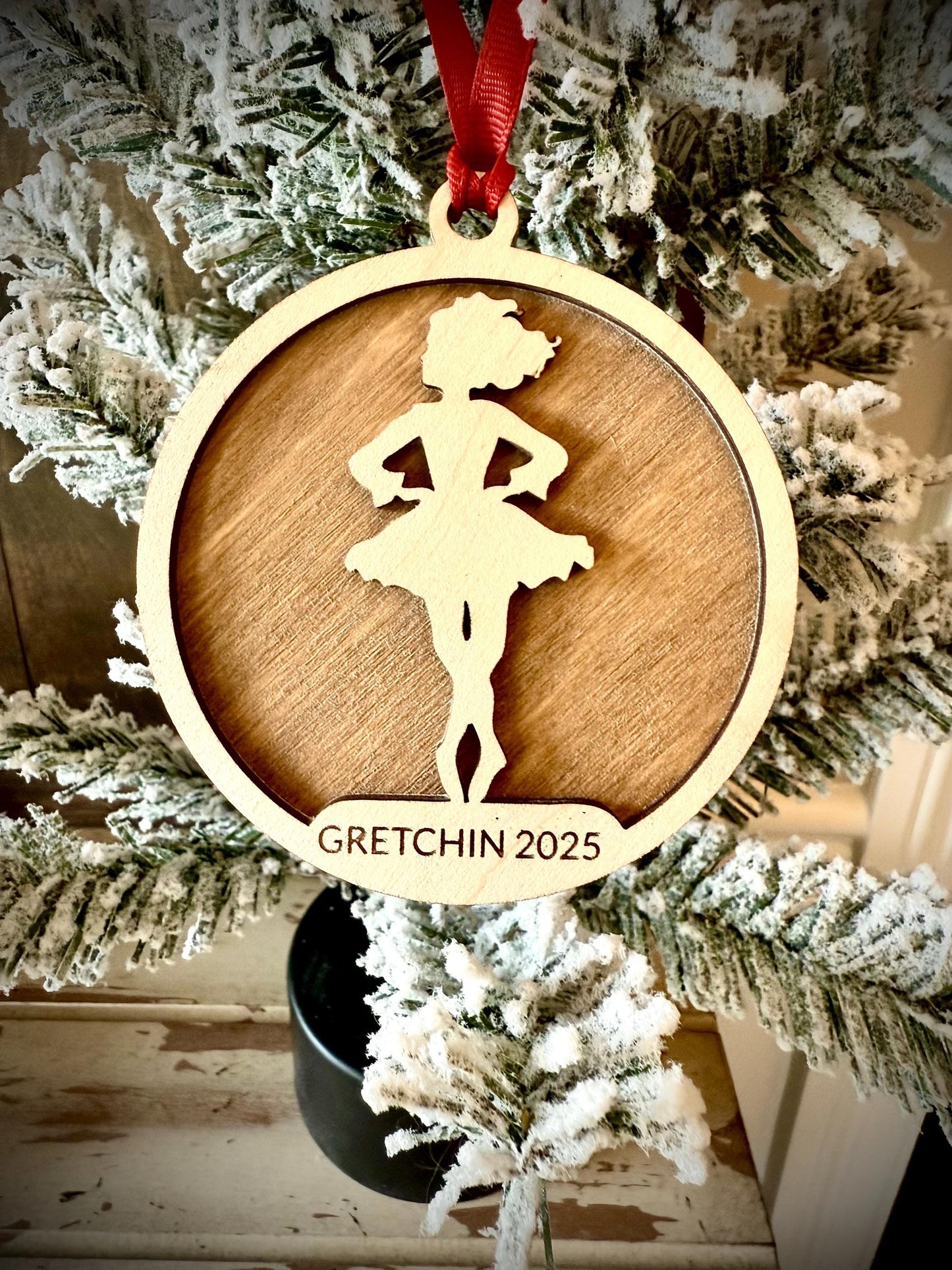 Female Irish Dancer Personalized 2-Layer Wood Christmas Ornament & Gift Tag | Multiple Finishes | Dance Gift
