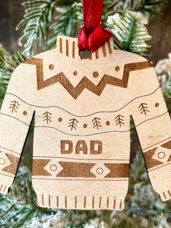 Ugly Christmas Sweater Personalized Custom Wood Ornament & Gift Tag | Funny Holiday Gift