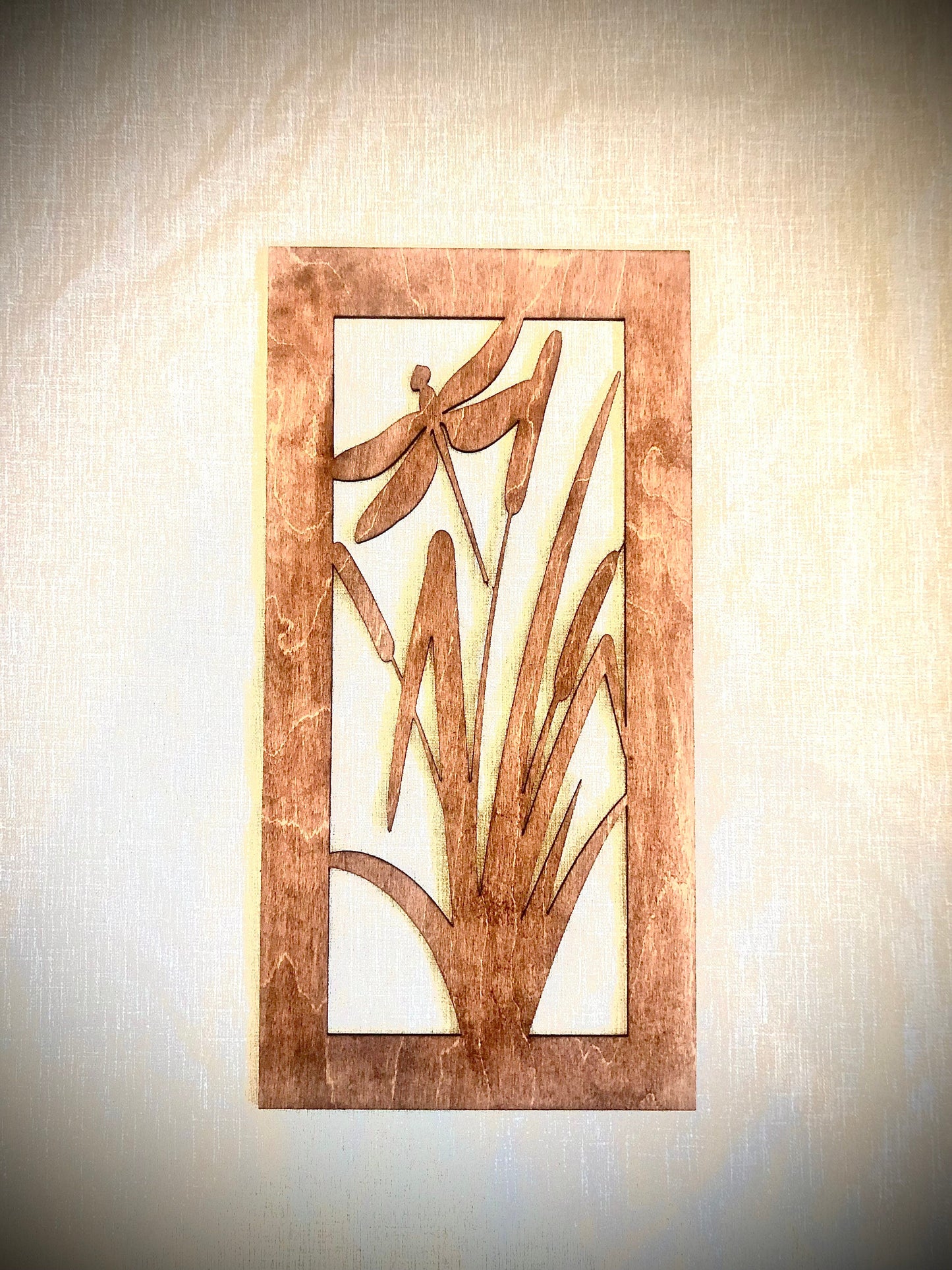 Dragonfly & Cattail Wood Wall Art | 3-Panel Set | Multiple Sizes & Finishes