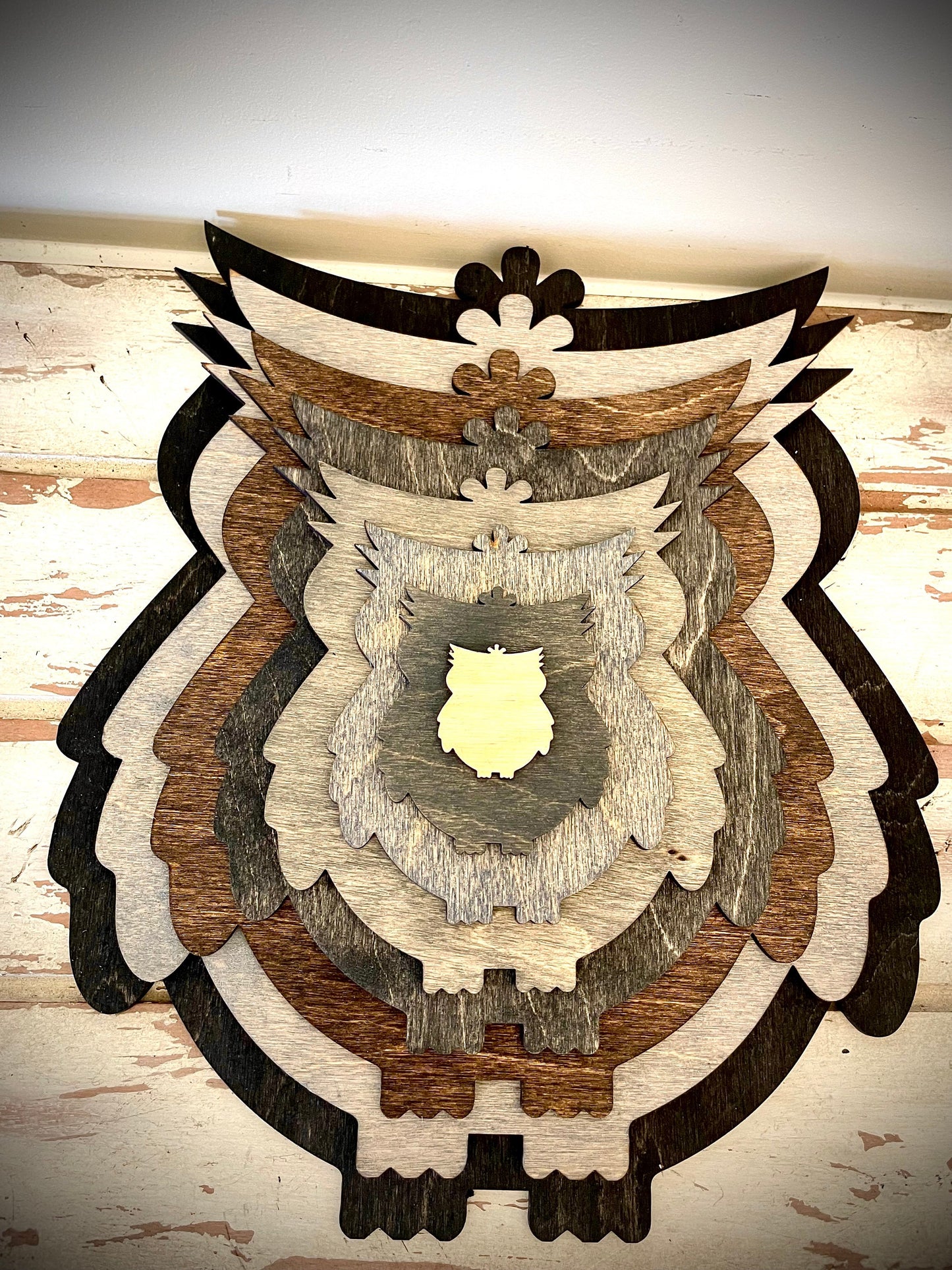 Stacked Owl 3D Wood Table & Wall Art | Multi-Color