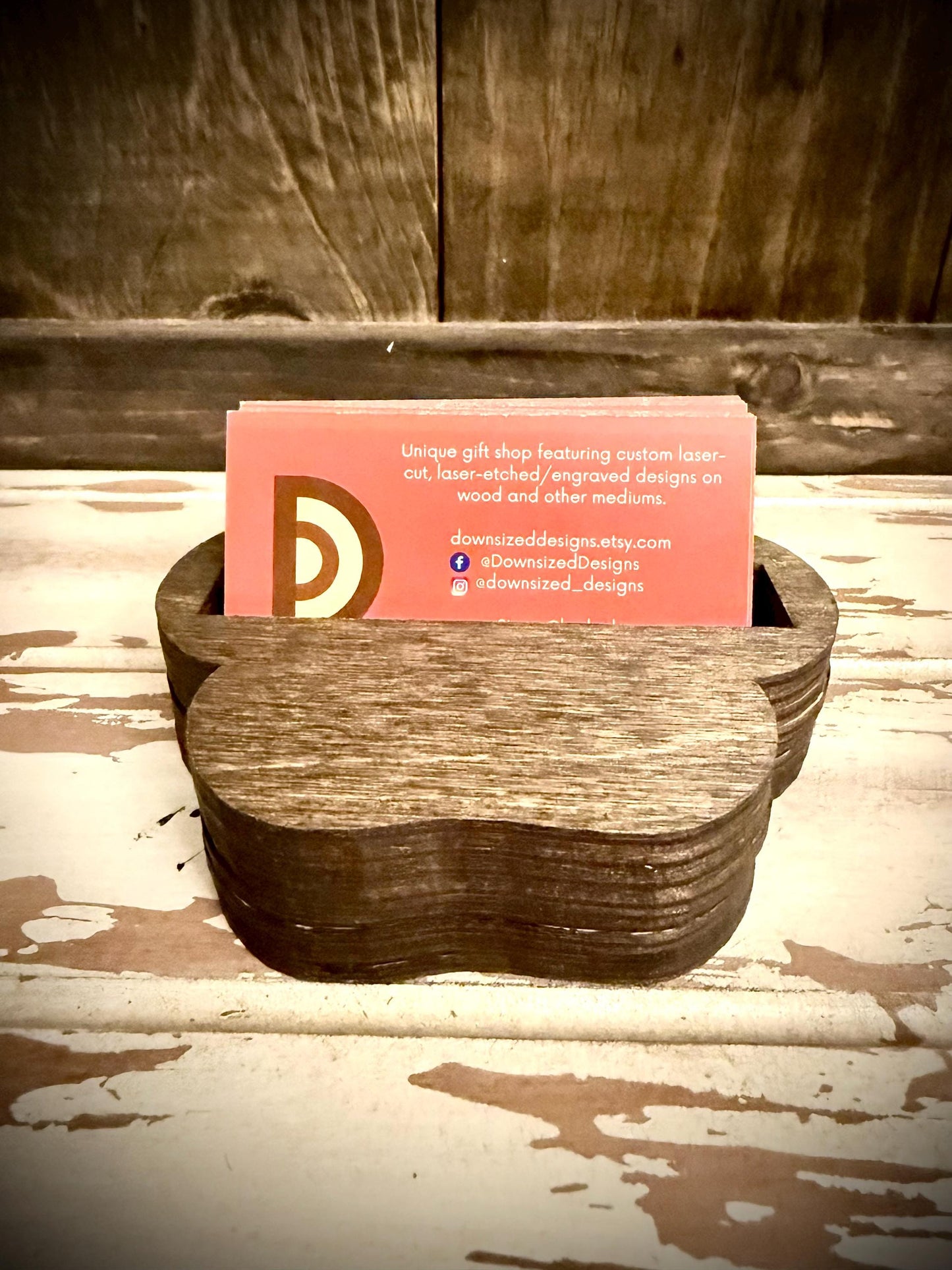 Dog Paw Wood Business Card Holder | 12 Finishes