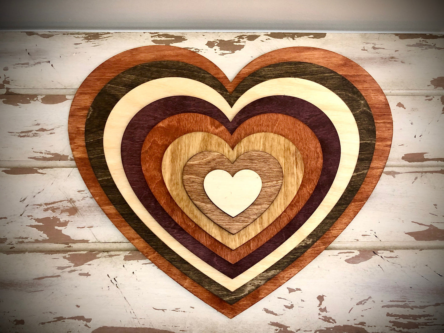 Stacked Heart 3D Wood Decoration | Multi-Color | Valentine's Day Gift