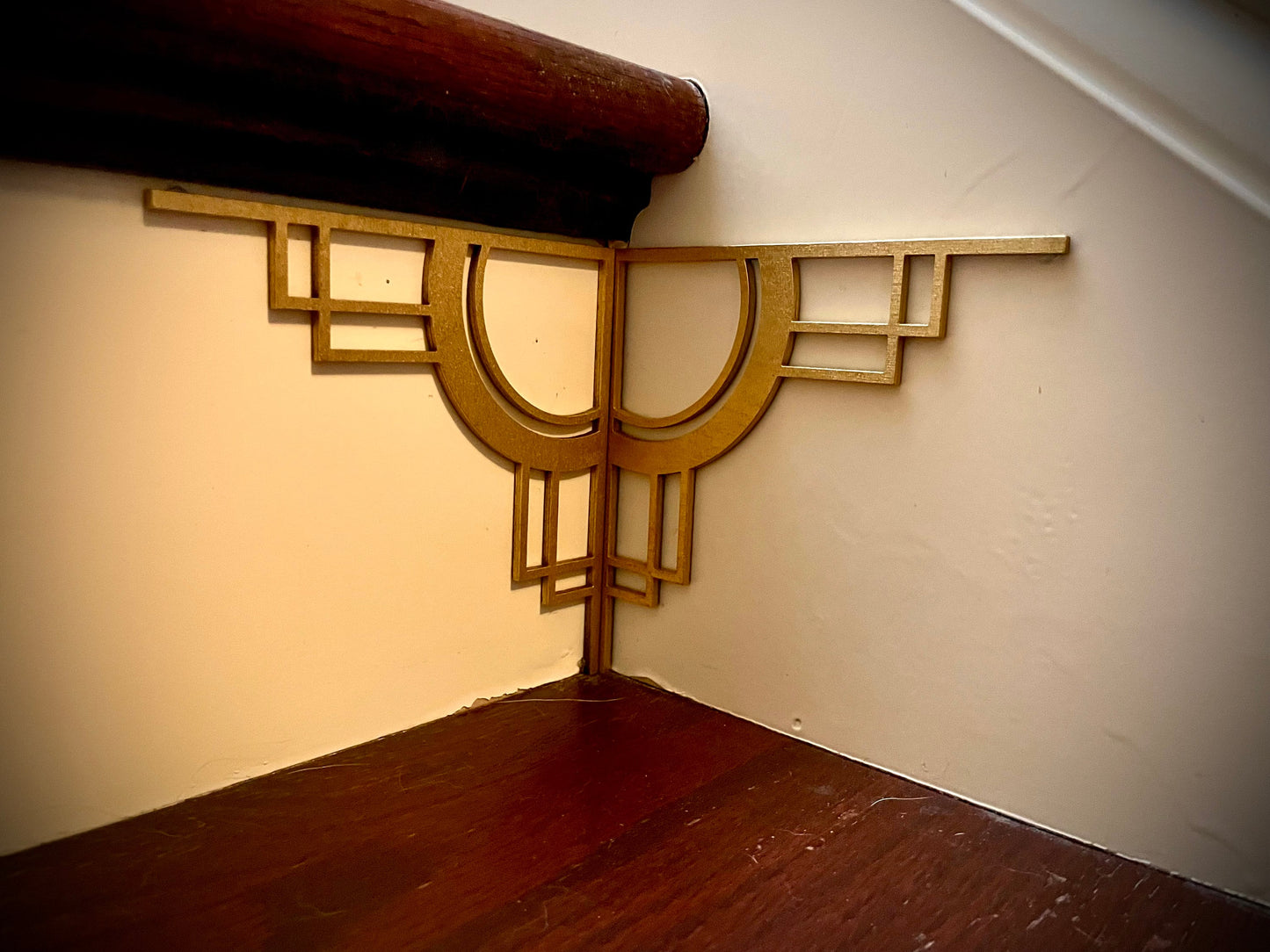 Art Deco art deco staircase corner accents / embellishments (set of 4) available multiples sizes & finishes - Style A