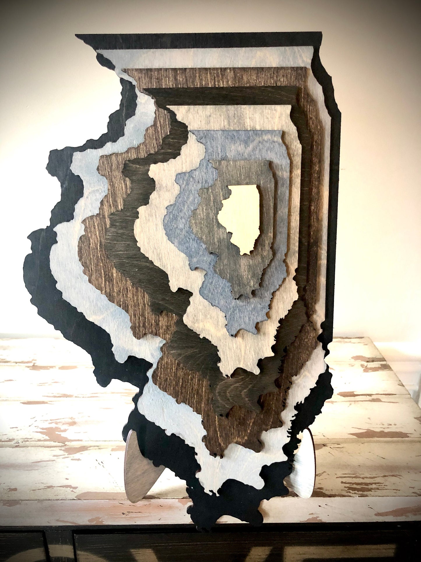 All 50 States 8-Layer Stacked Wood Table & Wall Art | Multi-Color | State Pride Gift