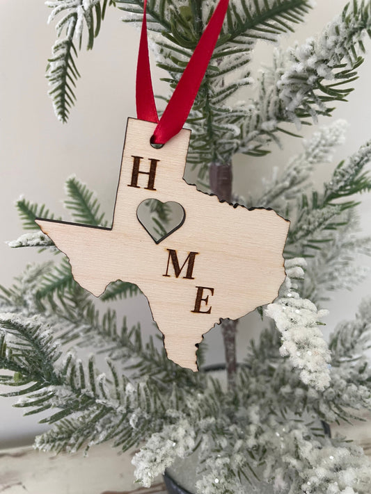 Texas HOME Wood Ornament & Gift Tag | 12 Finishes | State Pride Gift
