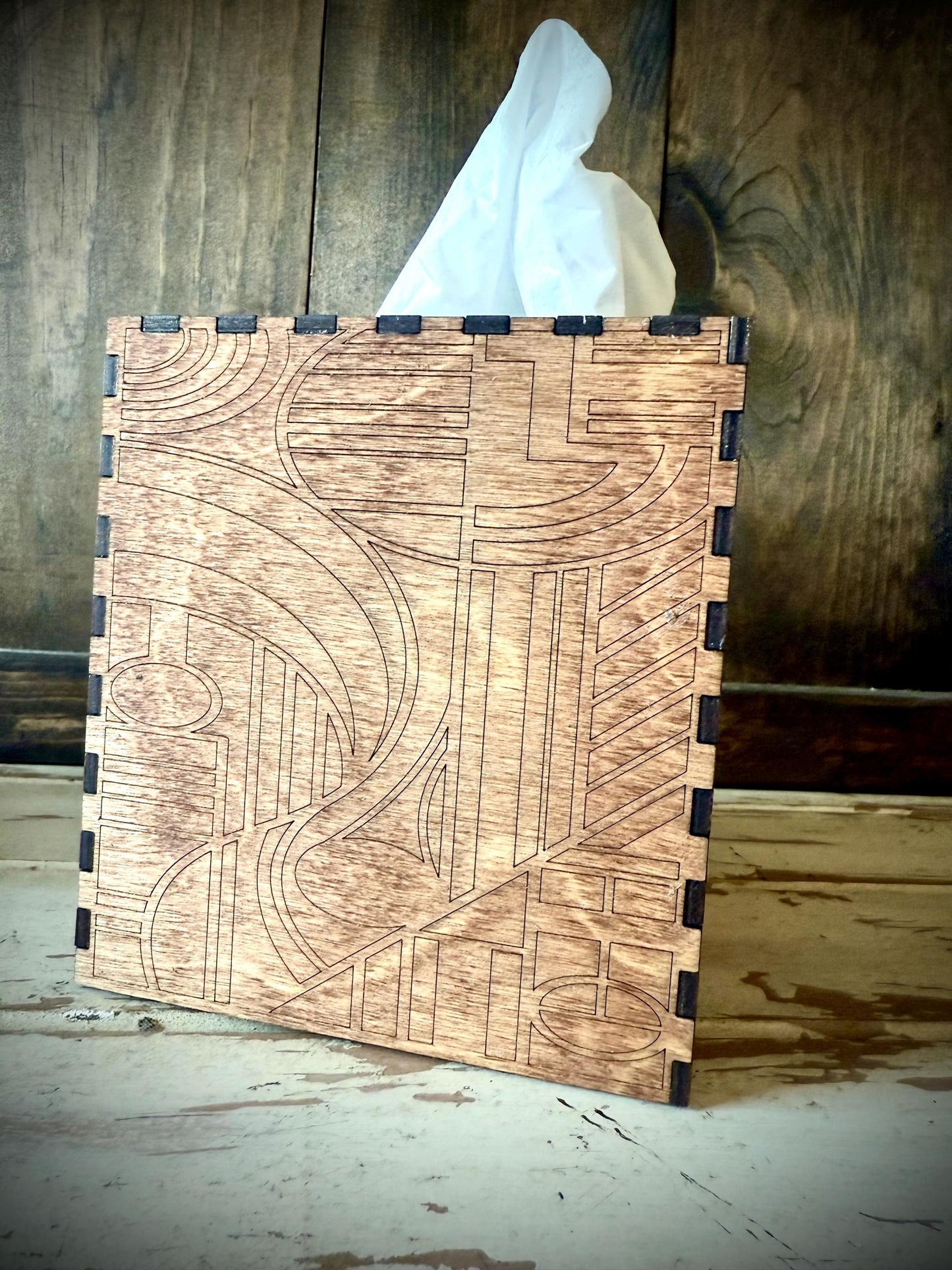 Art Deco tissue box cover available in square, oblong, or Costco oblong configurations available in 12 finishes set A