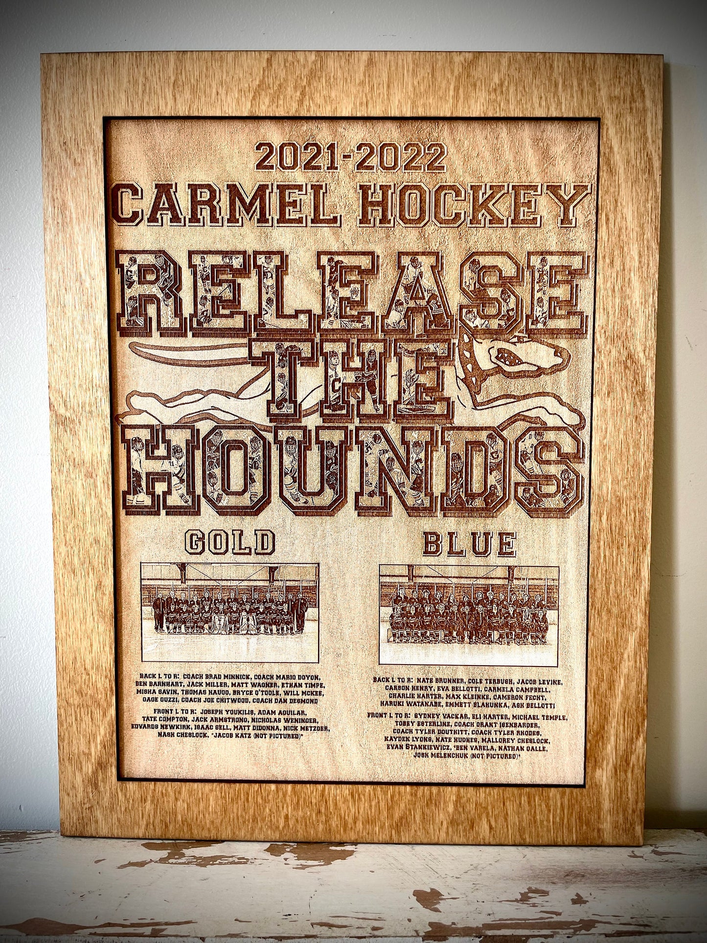 Sports Team Photo Engraved on Wood | Framed with Optional Easel | Individual or Group